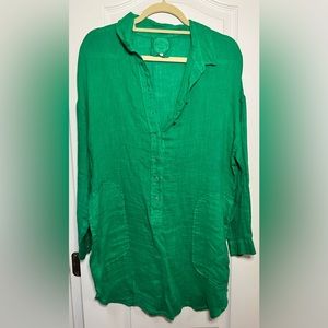 Green linen coverup